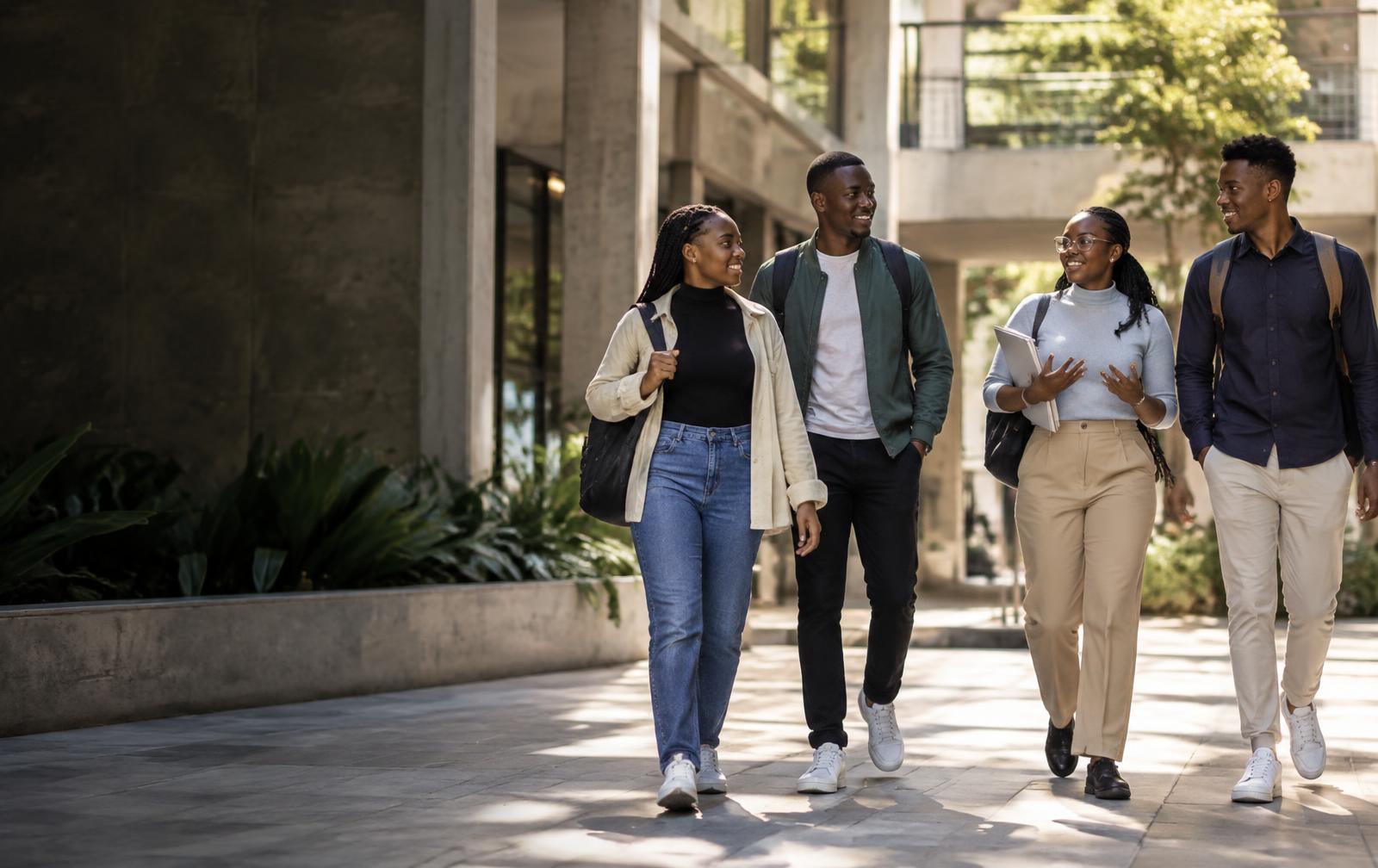 Students walking together on campus